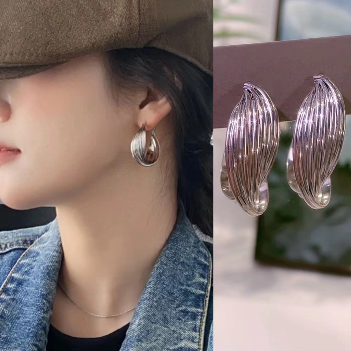 Women's Retro Style Metal High-grade Ear Trendy Design Eardrops Earrings