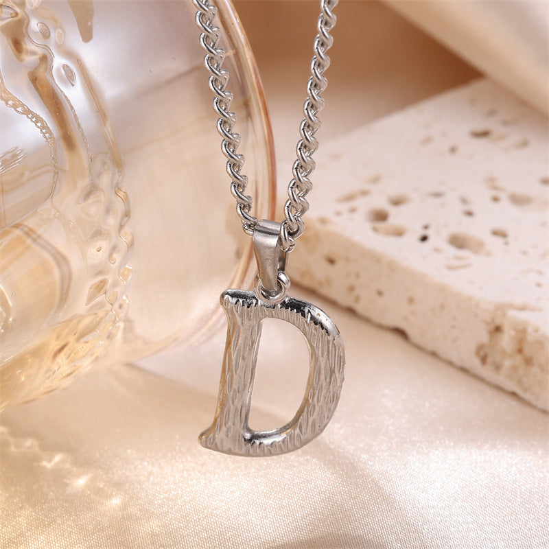 Textured Letters Design Sense Elegant Simple Necklaces