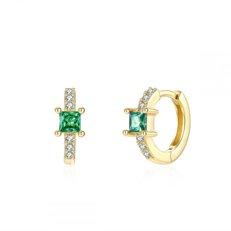 Square Zircon Female Style Light Luxury Design Earrings