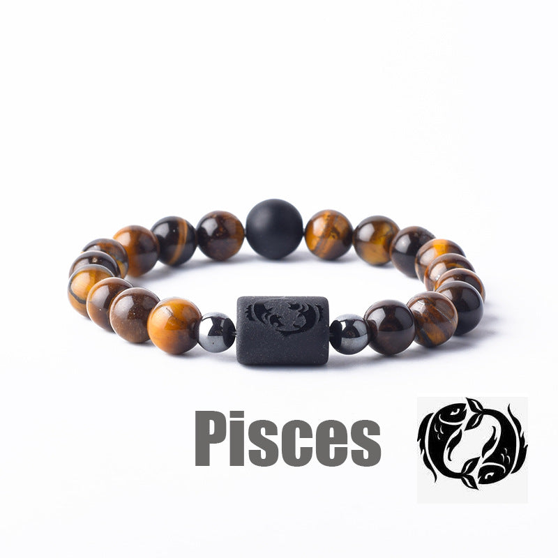Constellation Natural Stone Beaded Twee Tigereye Bracelet
