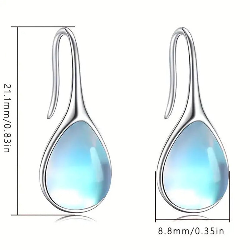 Water Drop Moonstone Ear Hook Simple Light Luxury Premium Stud Earrings