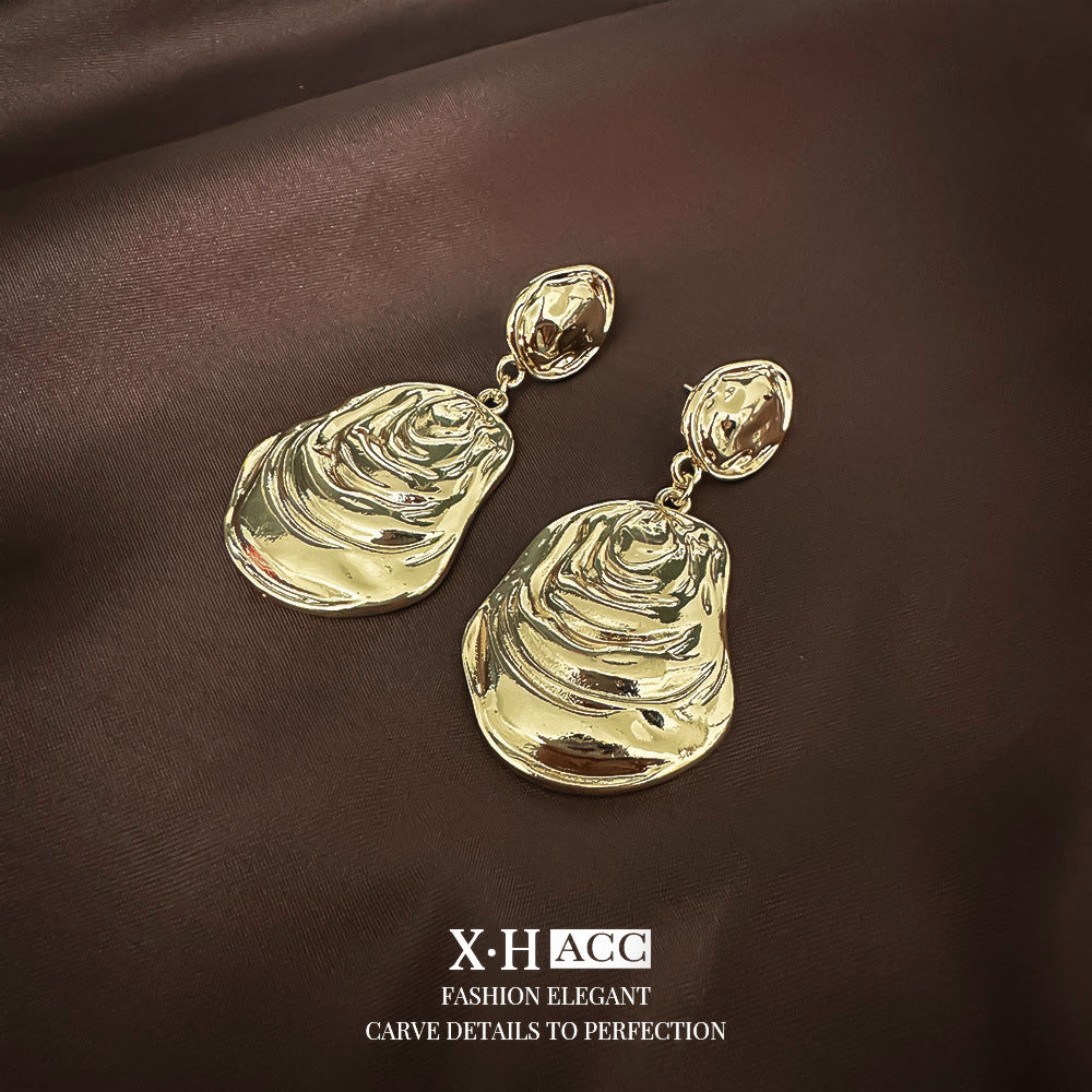 Fashionable Metal Texture Light Luxury Simple Earrings