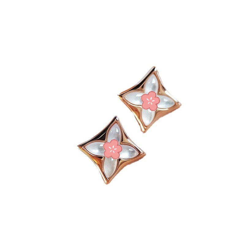 Home Natural Pink Shell White Tip Earrings