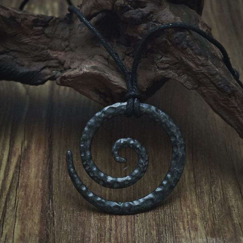 Vintage Spiral Symbol Amulet Norwegian Jewelry Male Pendants