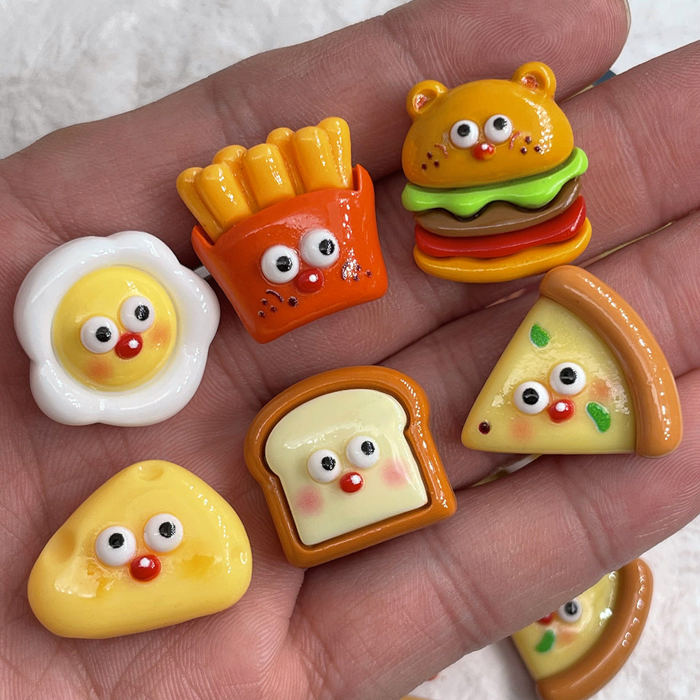 French Fries Burger Doll Cartoon Resin Jewelry Accessories