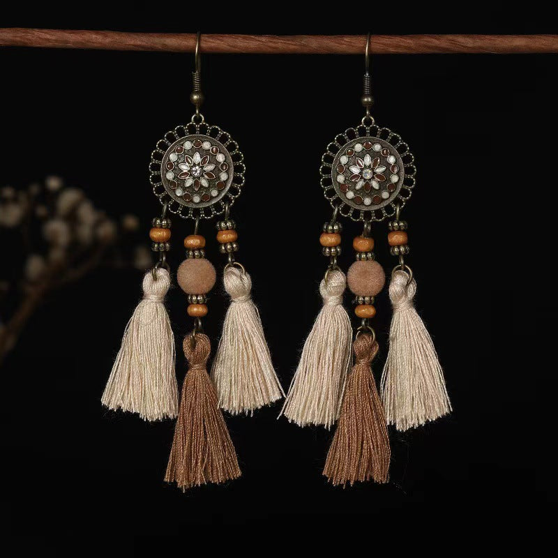 Ethnic Style Long Fringe Exotic Holiday Trip Earrings