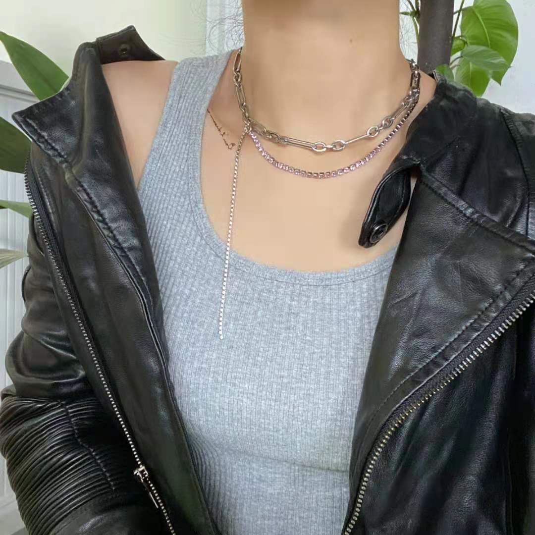 Women's & Men's Fashion Simple Titanium Steel Sweater Chain Personalized Hip Hop Necklace