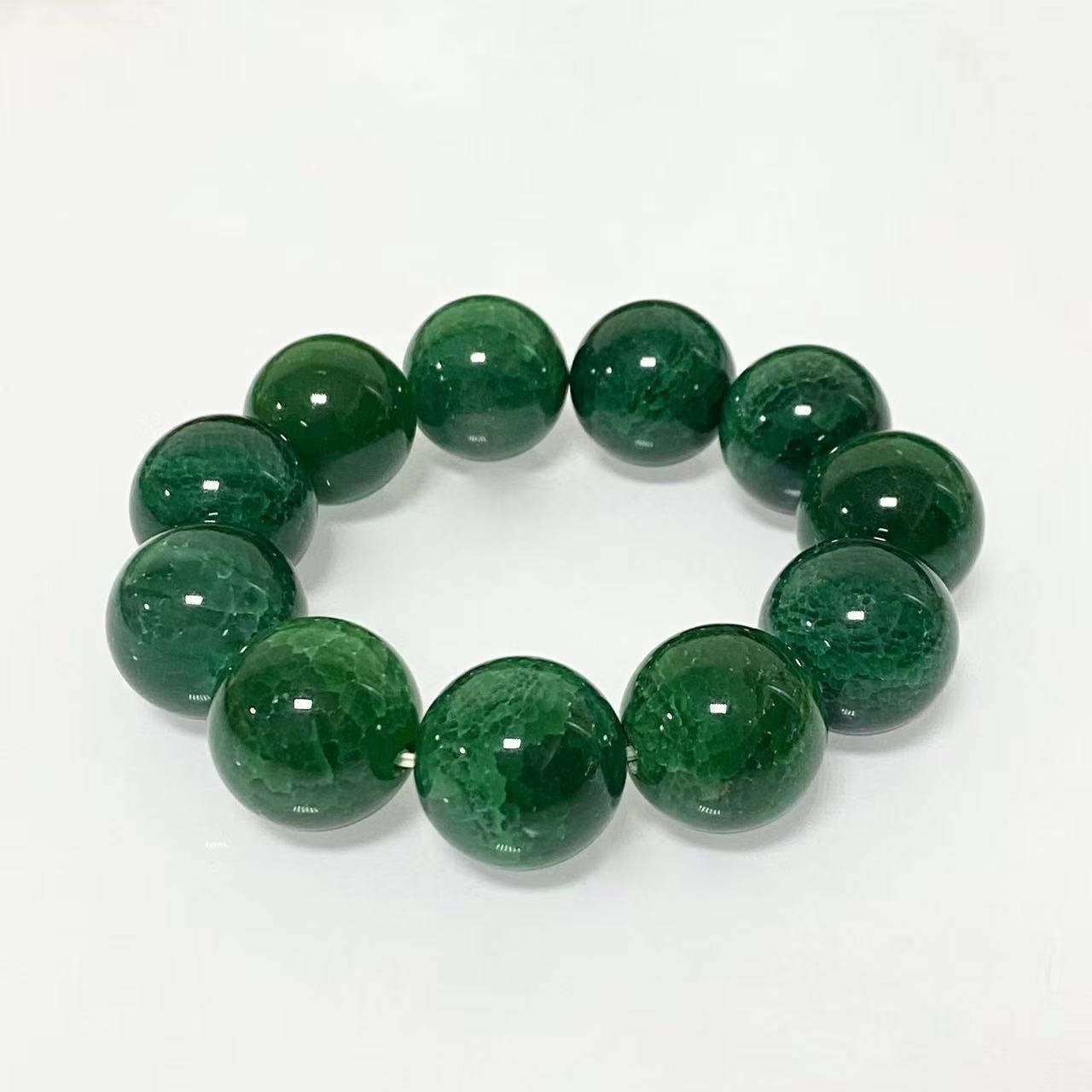 Women's & Men's Dragon Pattern Agate Single Circle Round Beads Life Scale Texture Bracelet