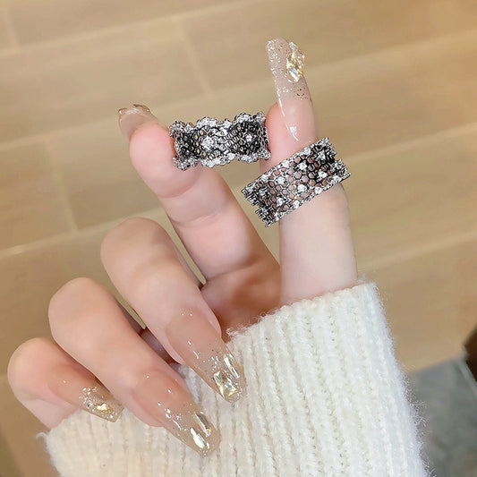 Ancient Style Black Lace Retro Simple Opening Ring