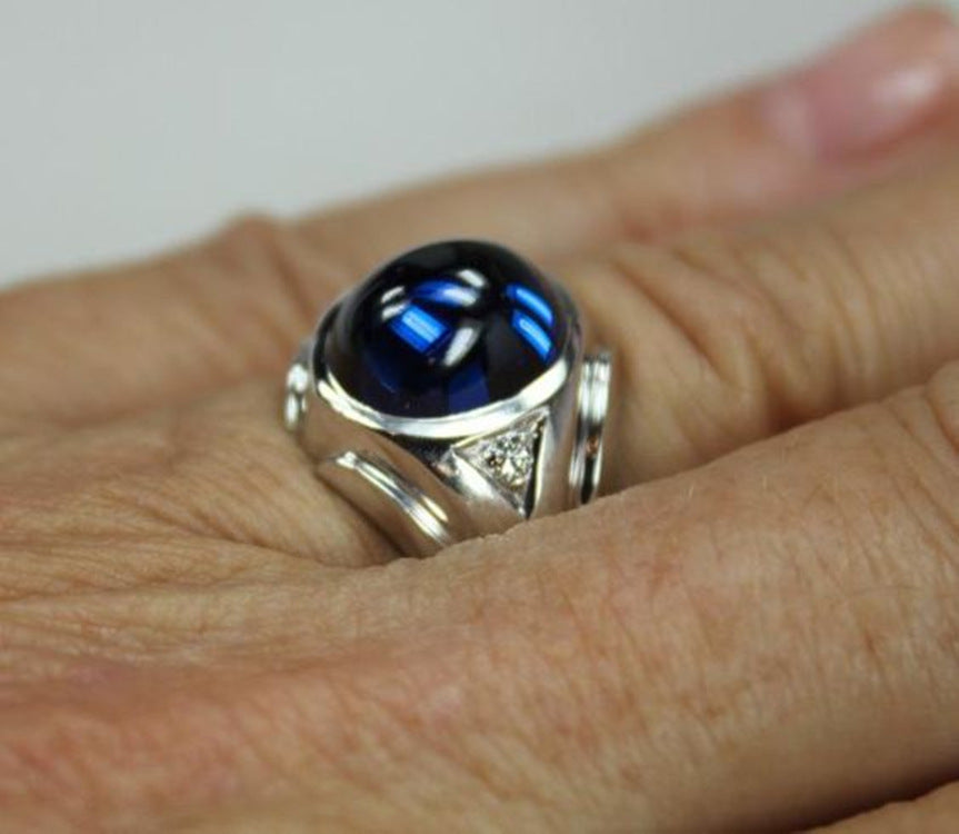 Chang Sells Popular Blue Geometrical Creative Rings