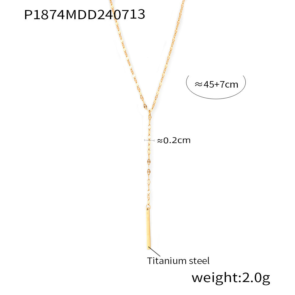 Style Simple Geometric Elements Y-shaped Tassel Stackable Wear Cold Titanium Necklace