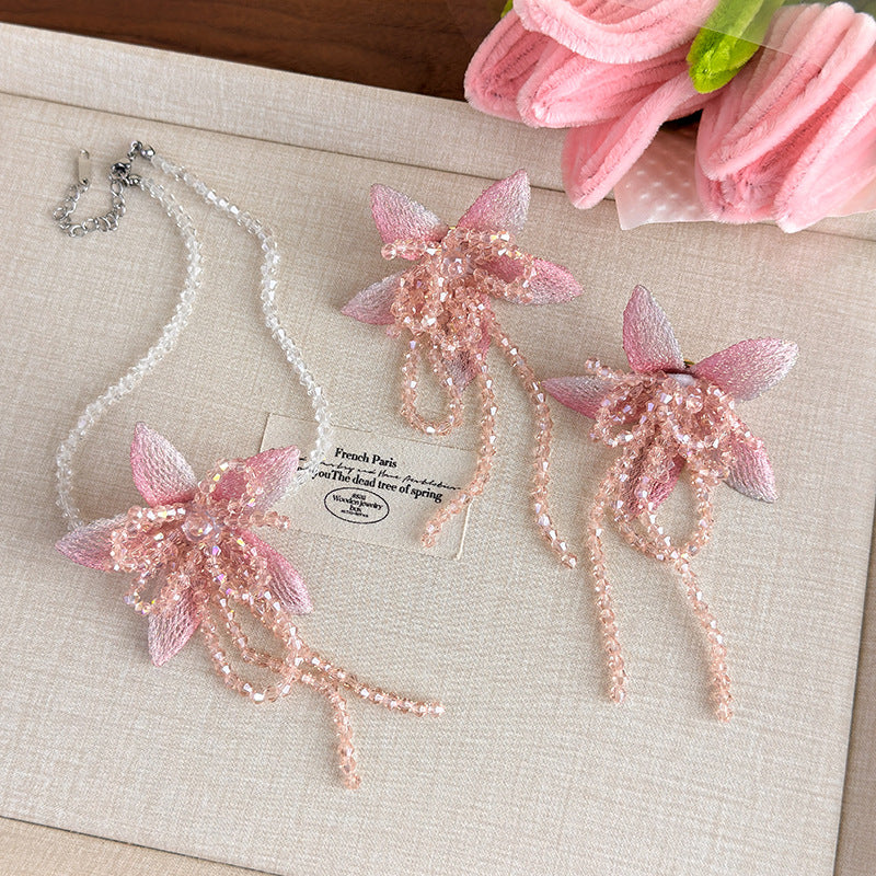 Vacation Style Beautiful Flowers Sweet Pink Fashion Niche Rings