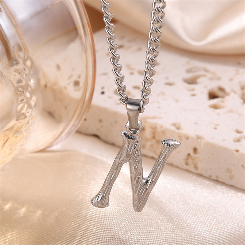 Textured Letters Design Sense Elegant Simple Necklaces