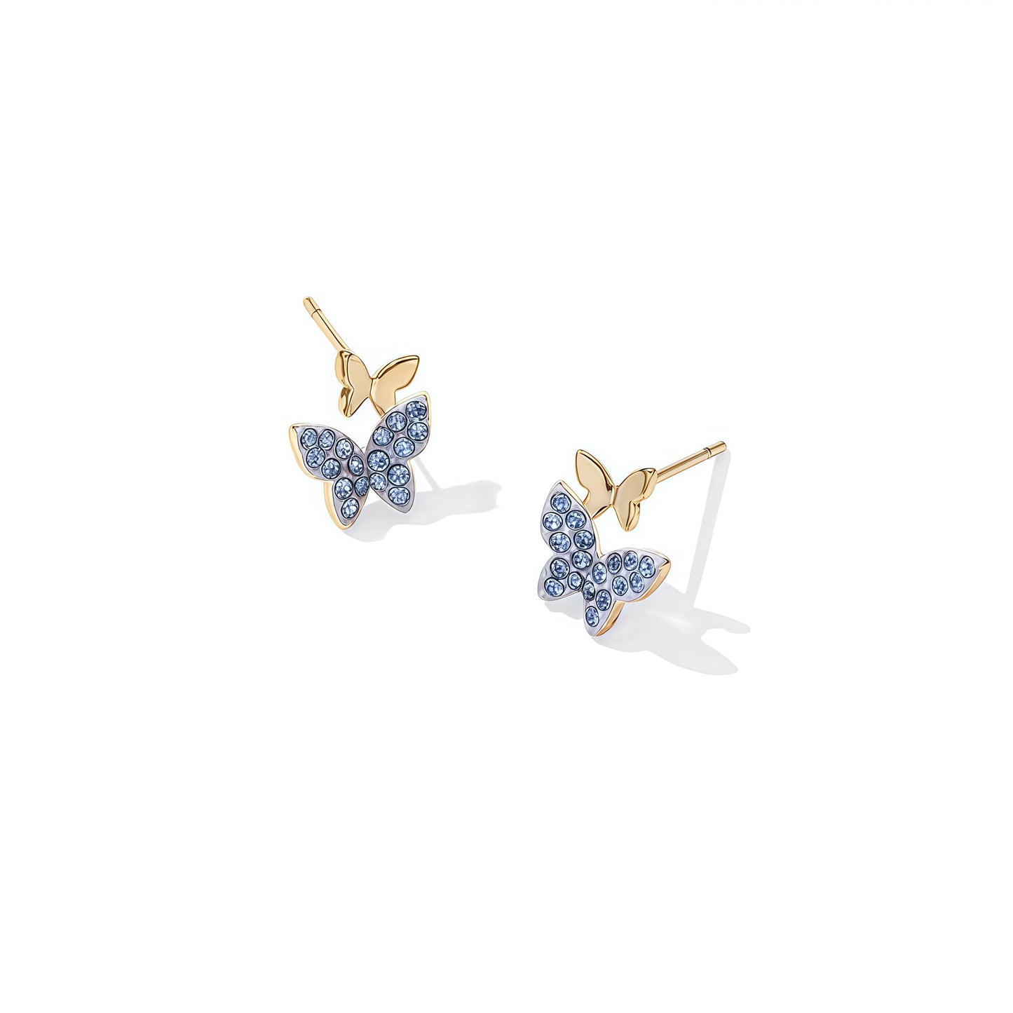 Sier Needle Blue Butterfly Female Elegant Wild Earrings