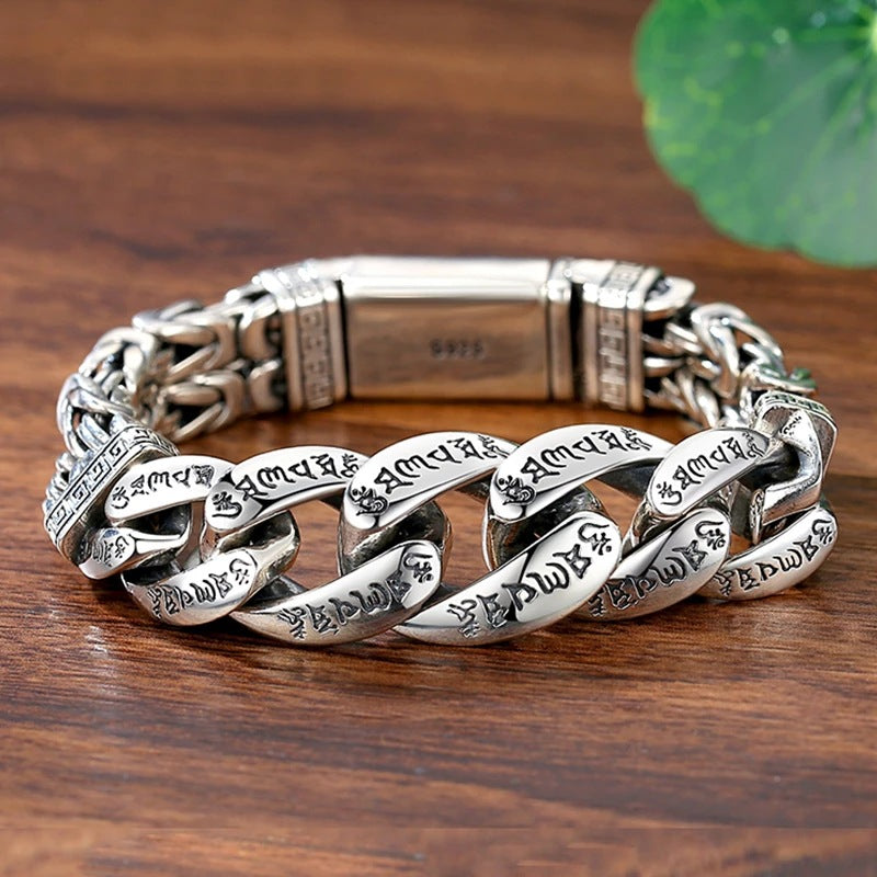 Men's Xi Ru Domineering Personalized Mantra Safety Pattern Lucky Bracelet