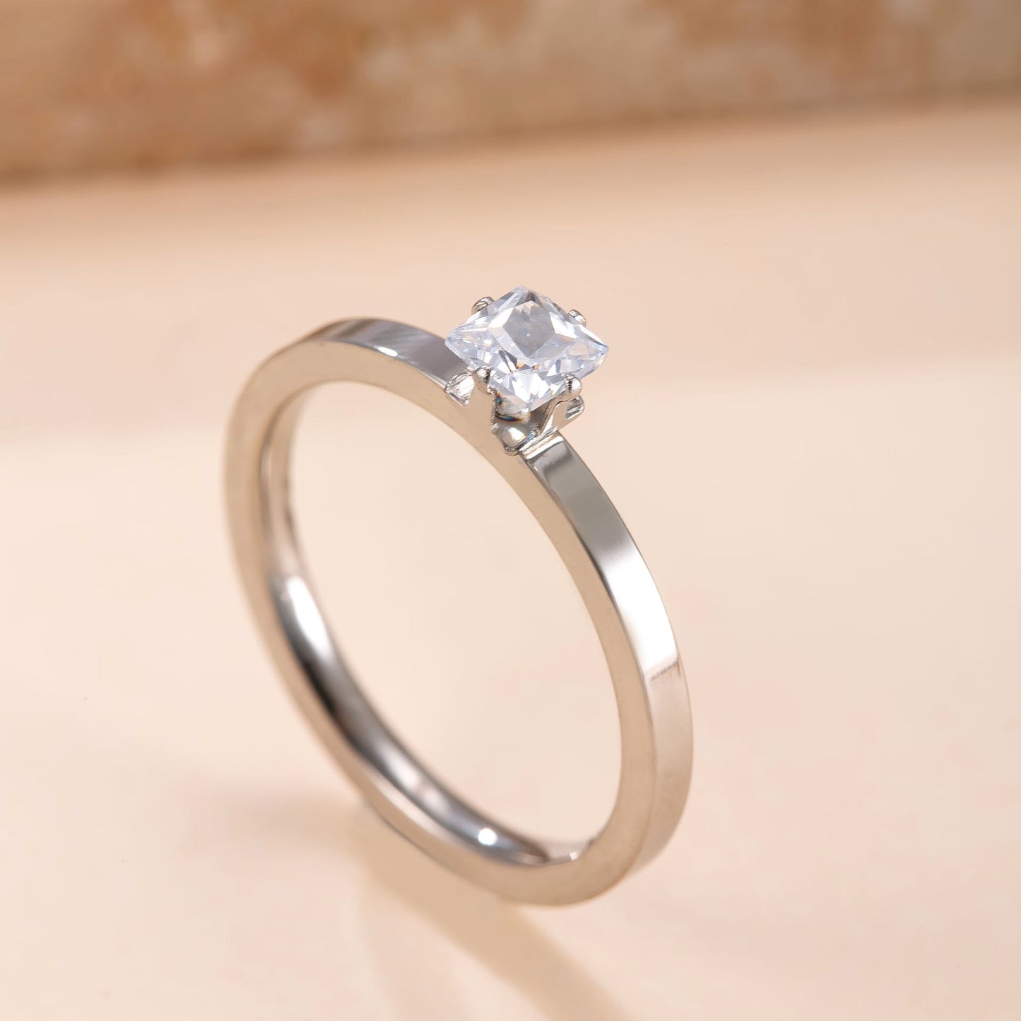 Steel Simple Diamond Couple Korean Fashion Gold-plated Ring
