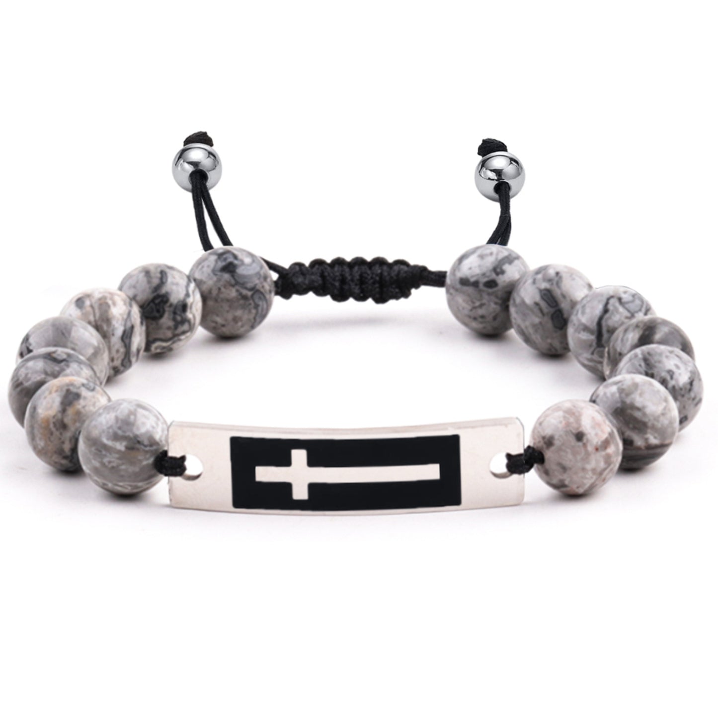 Men's Stone Beads Gift Stainless Steel Black Dripping Bracelets