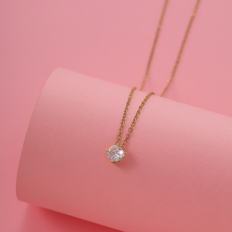 Women's Single Small Zircon Clavicle Chain Neck Minimalist Style Necklace