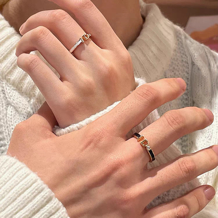 Couple Design High-grade Light Luxury Letters Opening Valentine's Day Commemorative Ring
