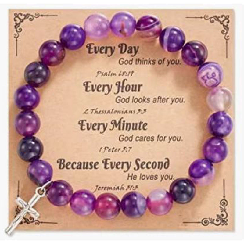 Pink Zebra Band Card Dream Amethyst Bracelets