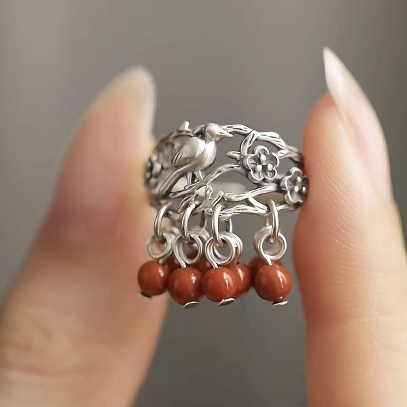 Chinese Style Phoenix Coronet Tassel Female Retro Ethnic Gentle Temperament Ring