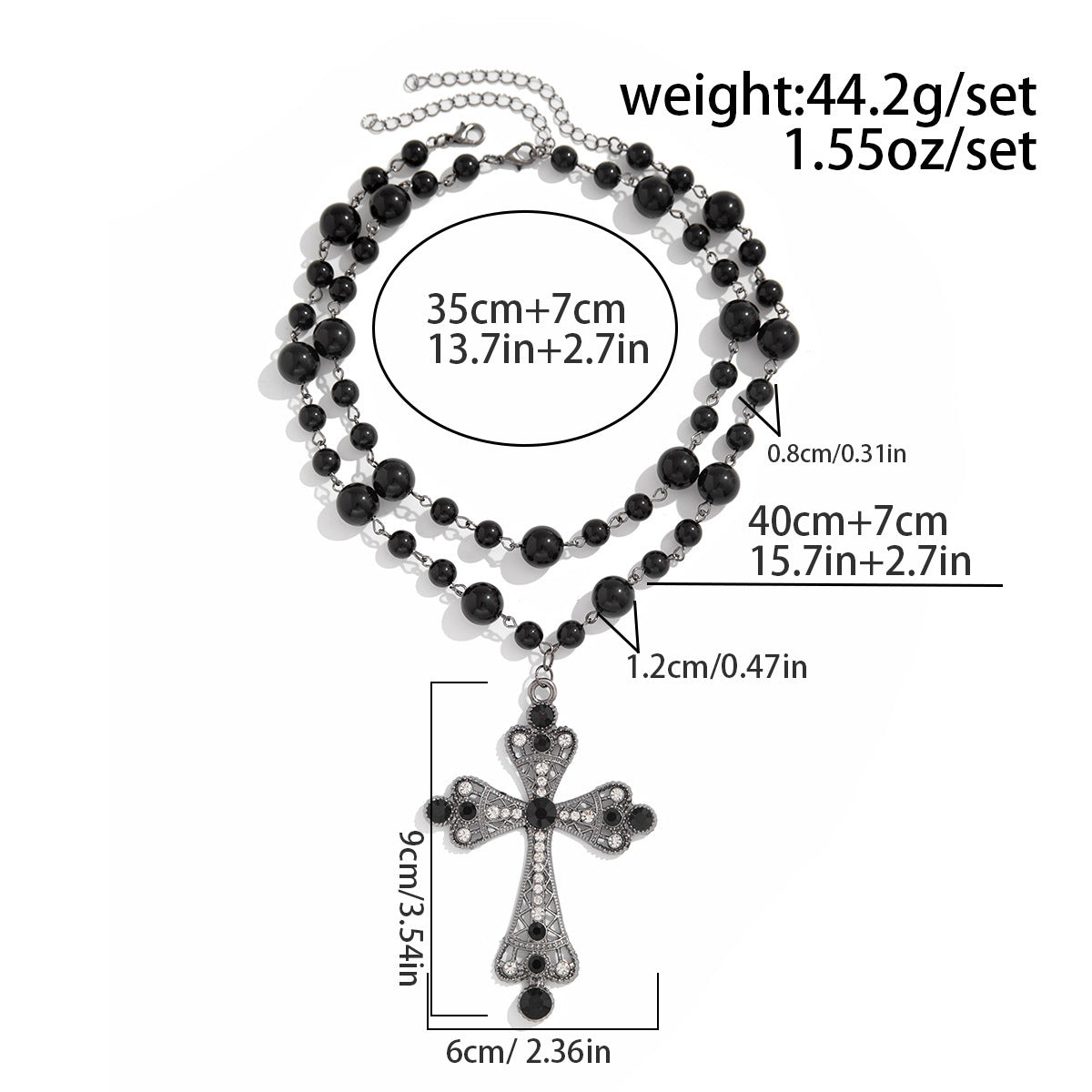 Hip Hop Cross Stitching Imitation Pearl Clavicle Necklaces
