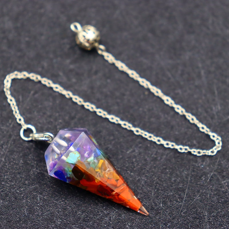 Gravel Resin Colorful Hexagonal Cone Hexagon Pendants