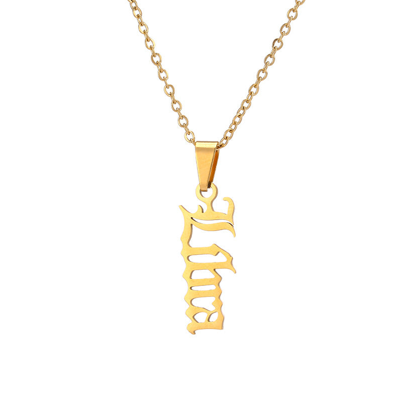 Women's & Men's Constellations Stainless Steel English Letters Titanium Clavicle Pendants