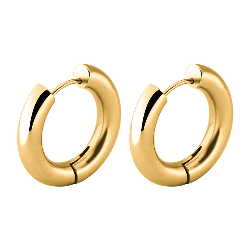 Women's & Men's Stainless Steel Clip Exaggerated Thick Thread Round Large Ear Buckle