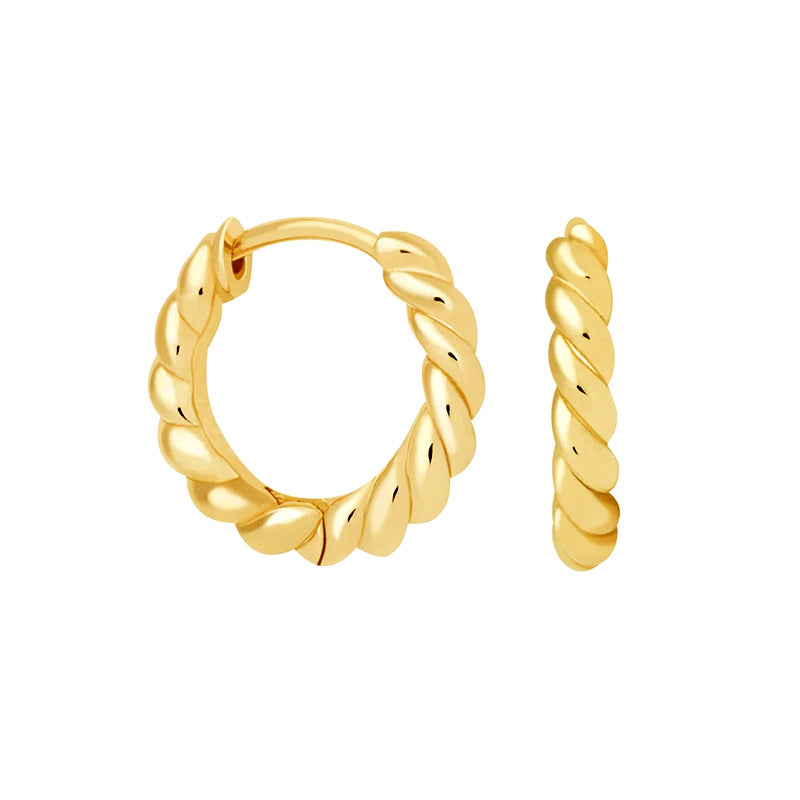 Sier Needle Light Luxury Geometric Inlaid Zircon Ear Simple Fashion Earrings