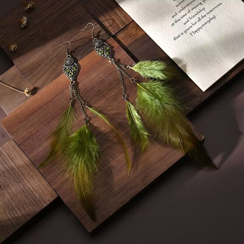 Chain Feather Ethnic Style Scenic Spot Earrings