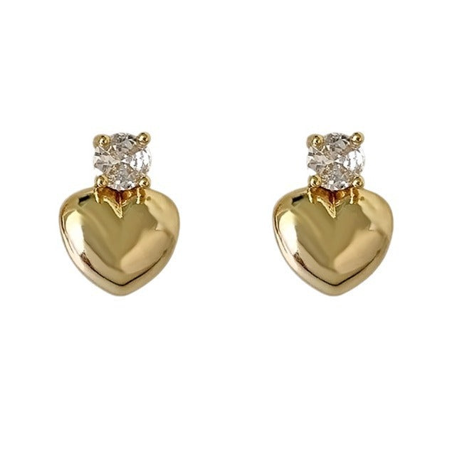 Advanced Diamond Love Heart Female Fashion Light Stud Earrings