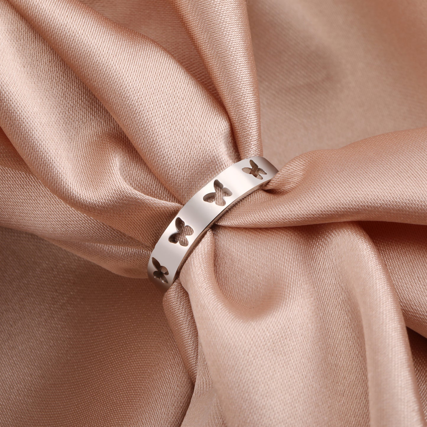 Hollow Butterfly Female Stainless Steel Golden Animal Wedding Fashion Birthday Ring