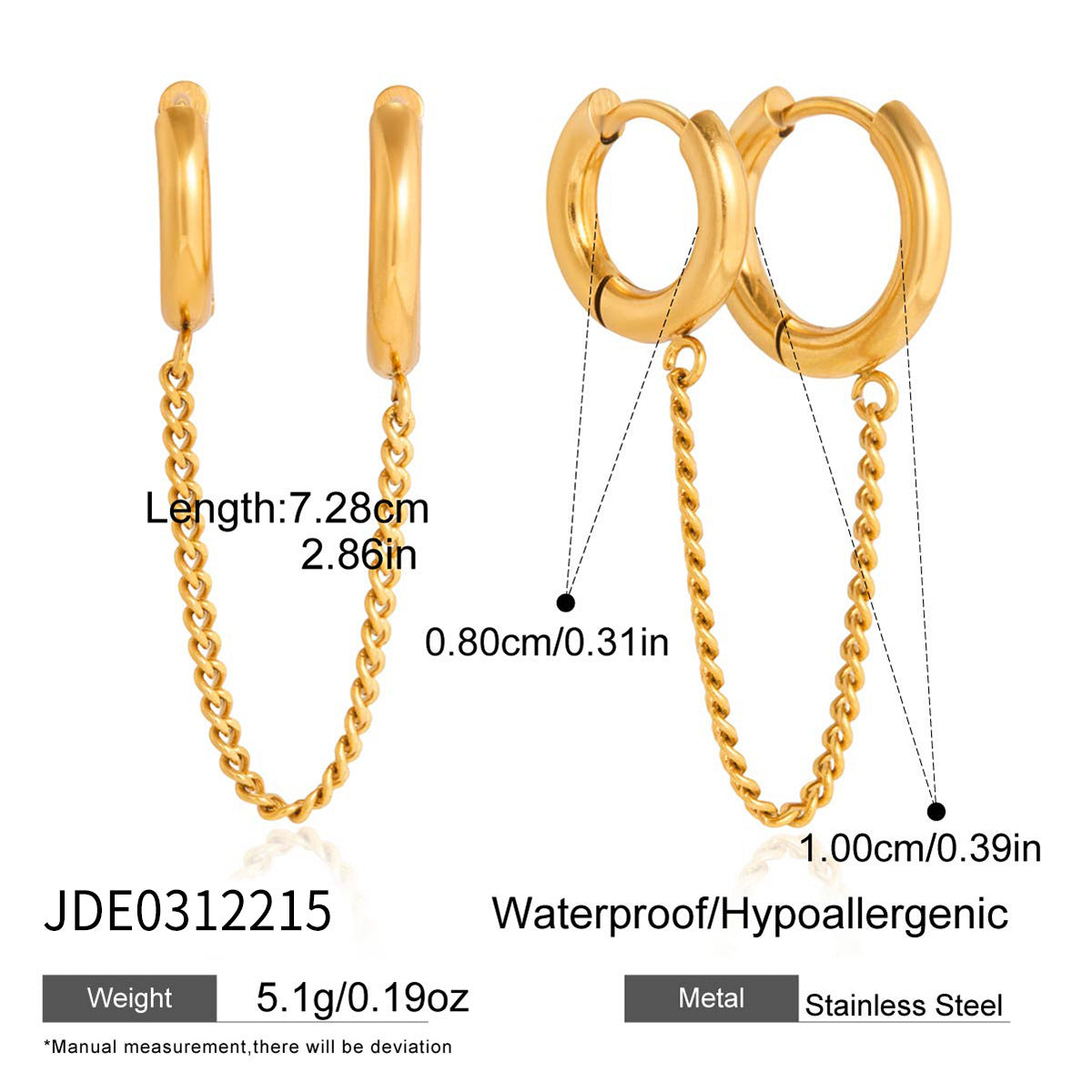 Double Tassel Stainless Steel Classic Simple Personality High Earrings