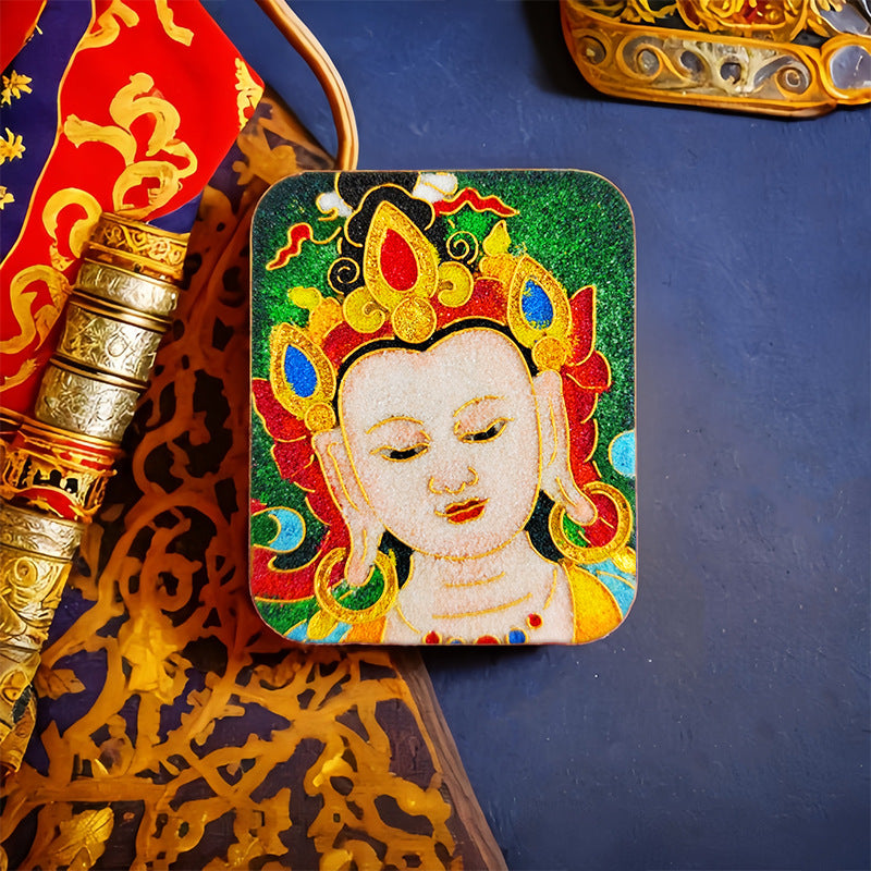 Brass Five Master Buddha Hand Painted Pendants