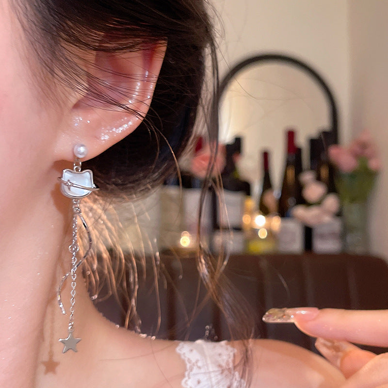Women's Cool Hot Cat Star Tassel High Earrings