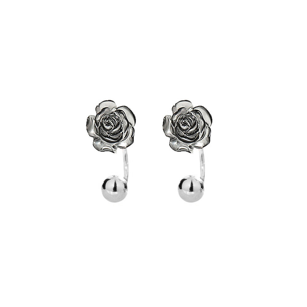 Transparent Colorful Rose Simple Niche Commuter Style Temperamental Lady Gentle Stud Earrings