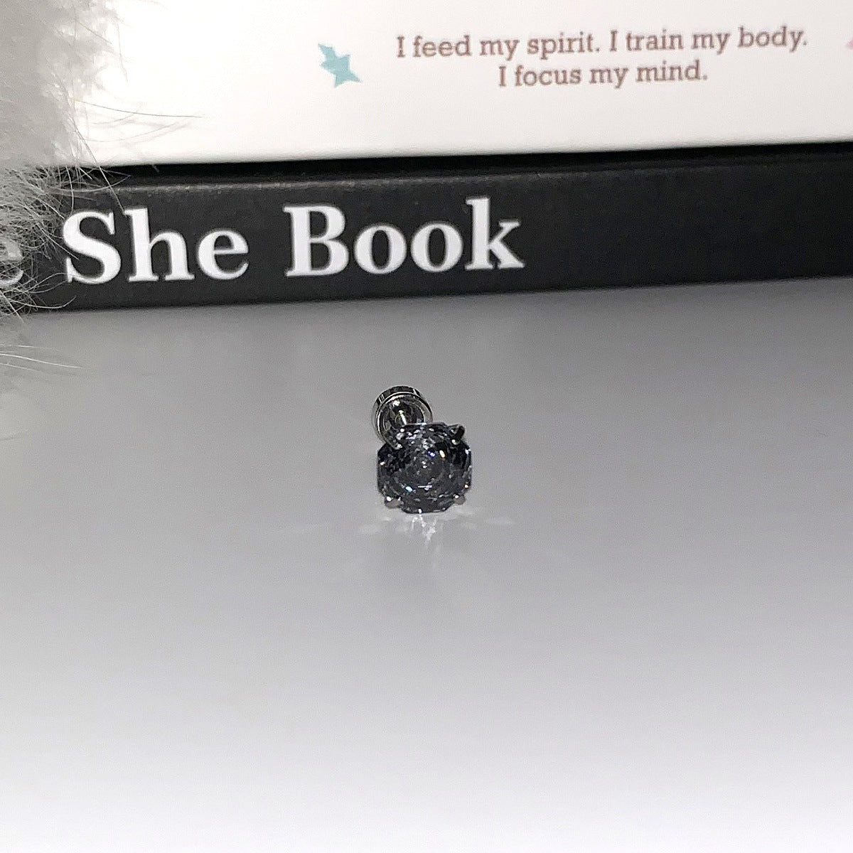 Ear Bone Female Titanium Steel Saturn Zircon Pin Dark Earrings