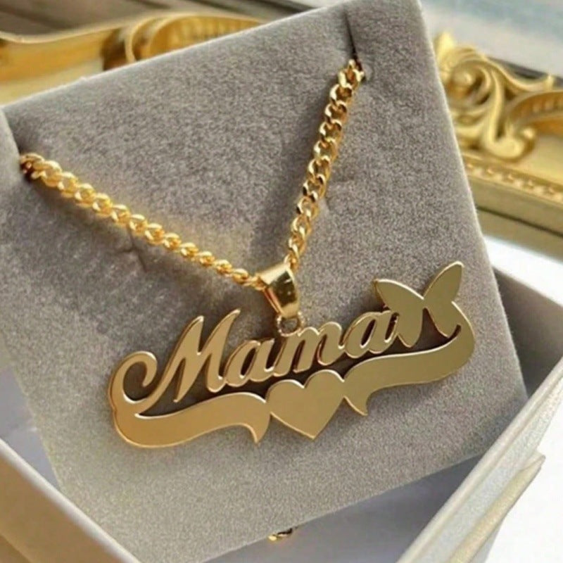 Love Butterfly Clavicle Chain English Frosted Necklaces