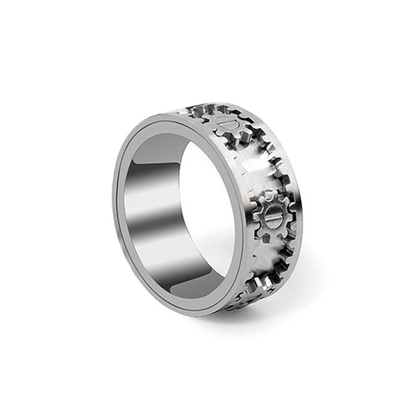 Men's Fashion With Function Stainless Rotatable Gear Rings