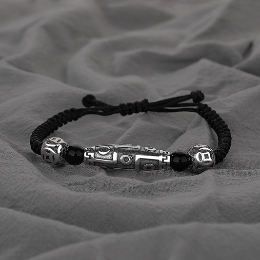 Men's Simple Personality Ethnic Style Handmade Beads Woven Black Bracelet
