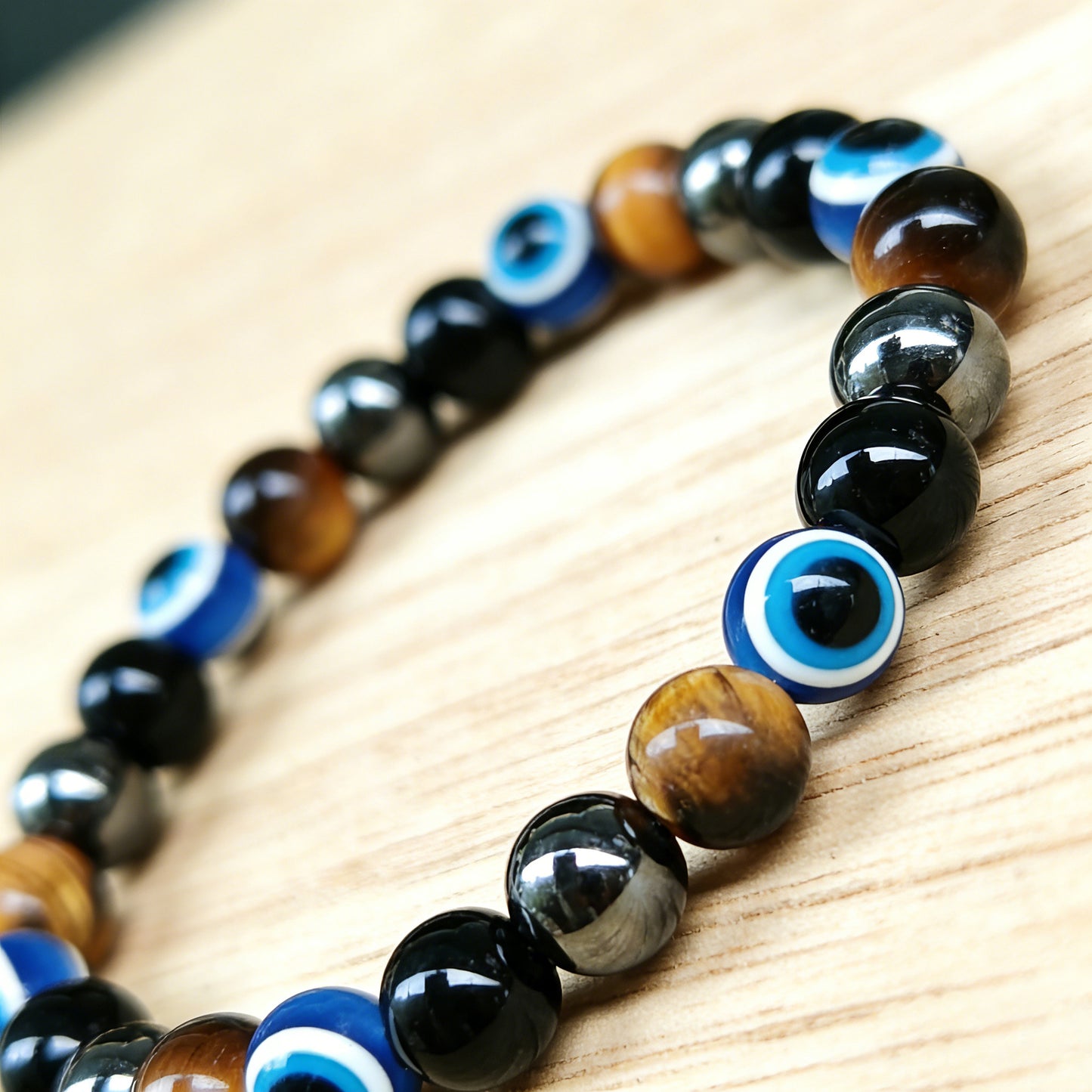 Tiger Eye Magnet Stone Black Evil Handmade Beaded Bracelet