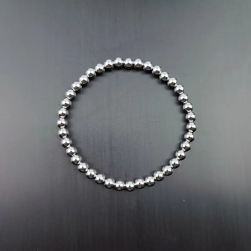Women's Simple Beaded No Waterproof Hard-wearing Stainless Steel Beads Elastic Bracelets