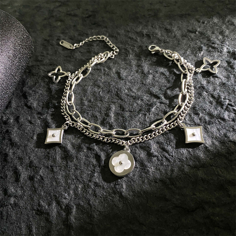 Hip Hop Fashion Roman Digital Four-leaf Clover Chain Special Trendy Bracelet
