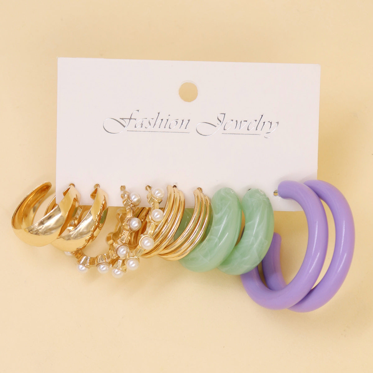 Women's Color Resin Leopard Print Pairs Retro Fashion Earrings
