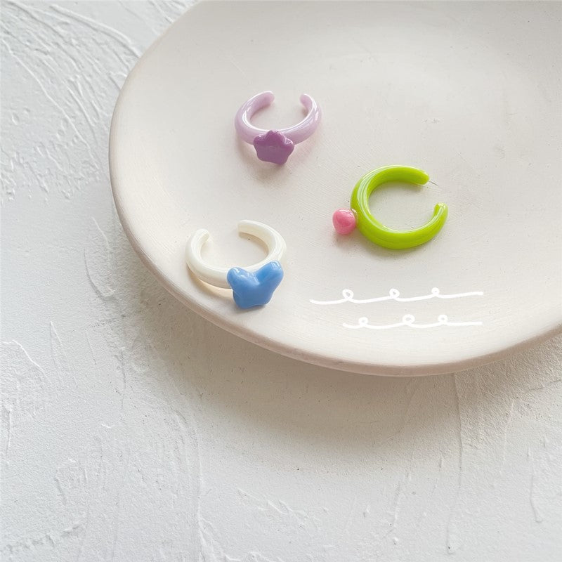 Cute Heart Resin Small Butterfly Open Adjustable Index Finger Ring