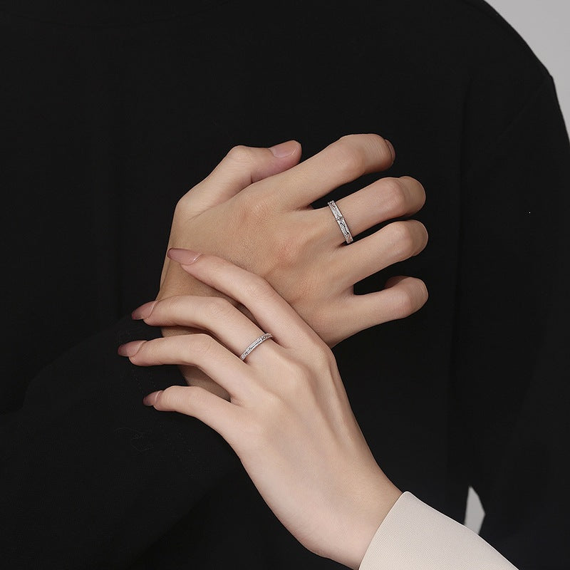 Sier Korean Style Retro Texture Niche Meteor Shower Ing Star Ring