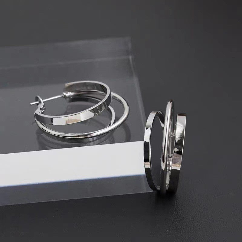 Women's Round Trendy Circle Ear Simple Cold Style Retro French Rings