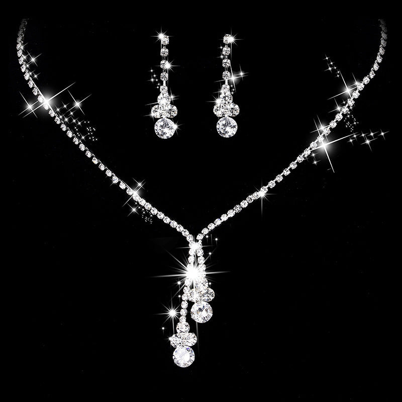 Claw Chain Rhinestone Bridal Eardrop Banquet Necklaces