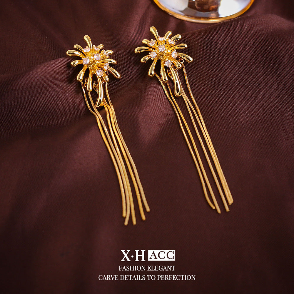 Elegant Zircon Butterfly Tassel Gentle Stylish Personality Stud Earrings